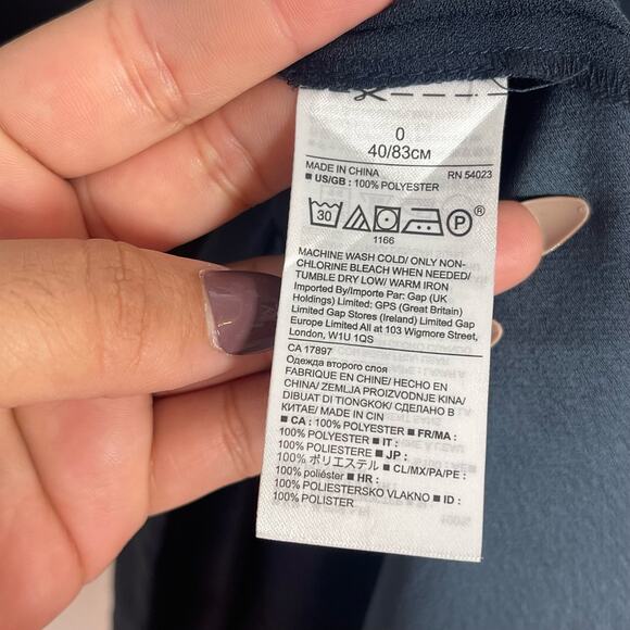 Banana Republic A-Line Dress Womens Size 0 Navy Blue Tonal Stitched Short Sleeve - Picture 10 of 10